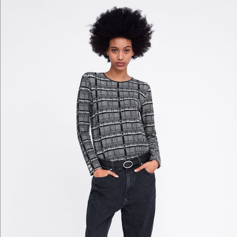 Zara Grey Textured Top